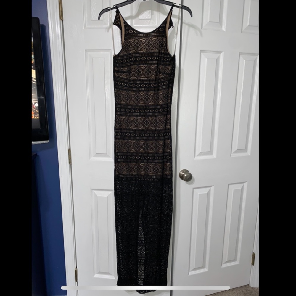 Black long lace dress